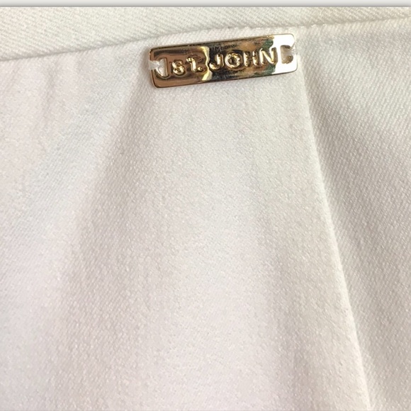 ST JOHN Pant Gaucho Wide Leg Knit Stretchy Cropped White Casual Sz 2 - Picture 3 of 7